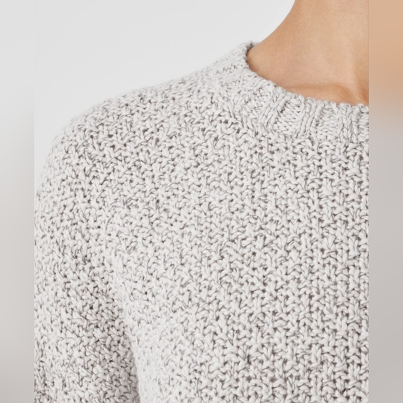 EILEEN FISHER | Cotton Crimp Crew Neck Long Top | Large | Sea Salt - Picture 4 of 9